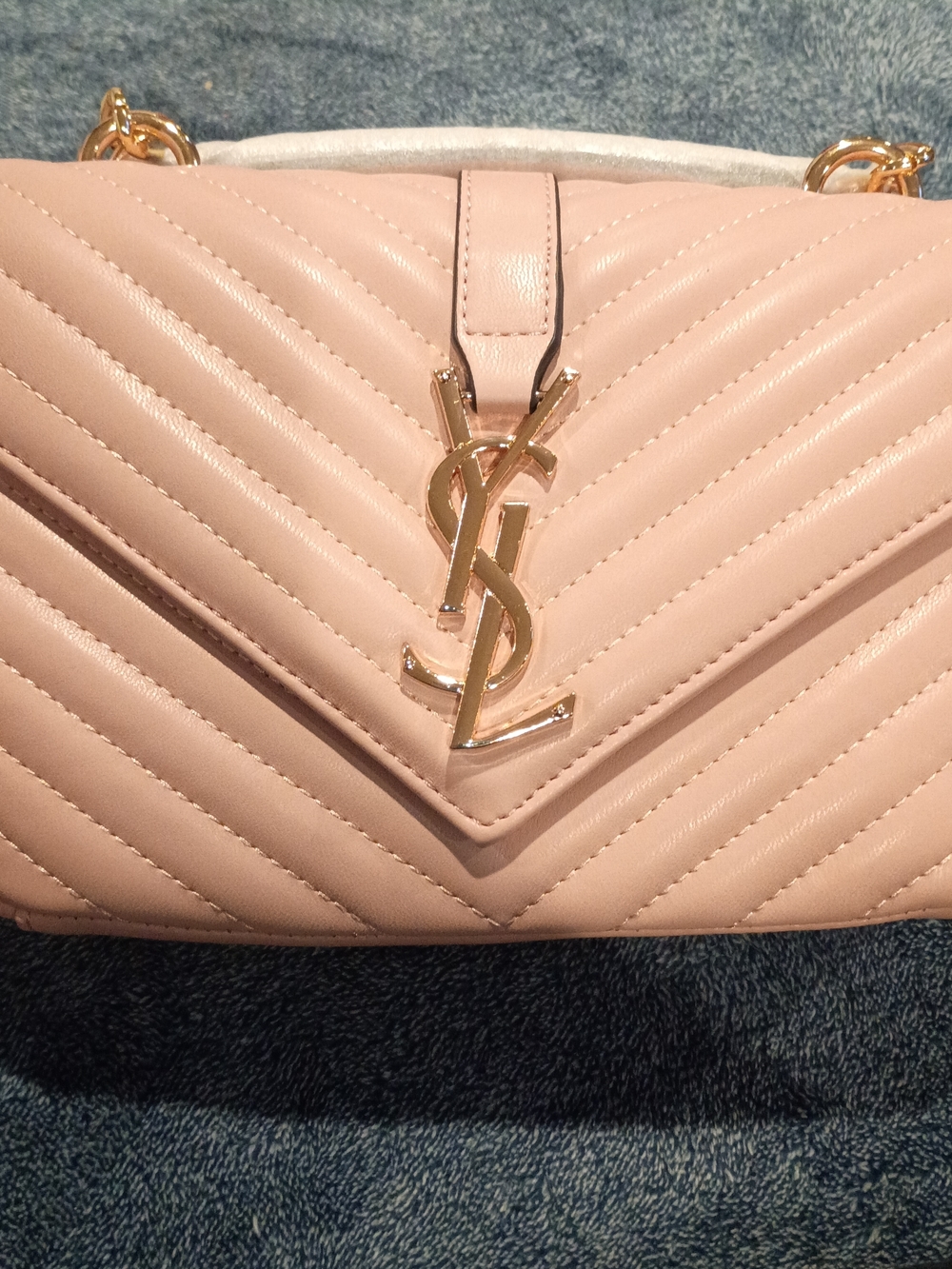 Source Unknown Blush Pink Quilted Shoulder Bag with Gold Hardware